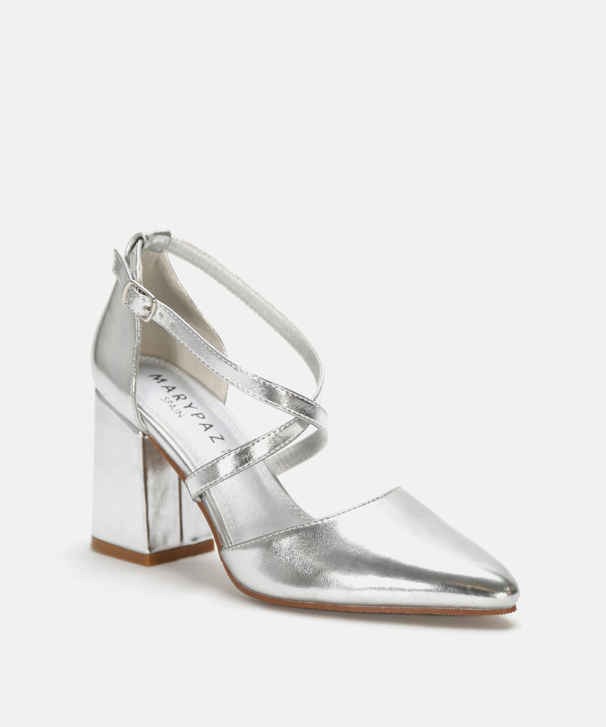 Sapato com salto e tiras cruzadas  image number null